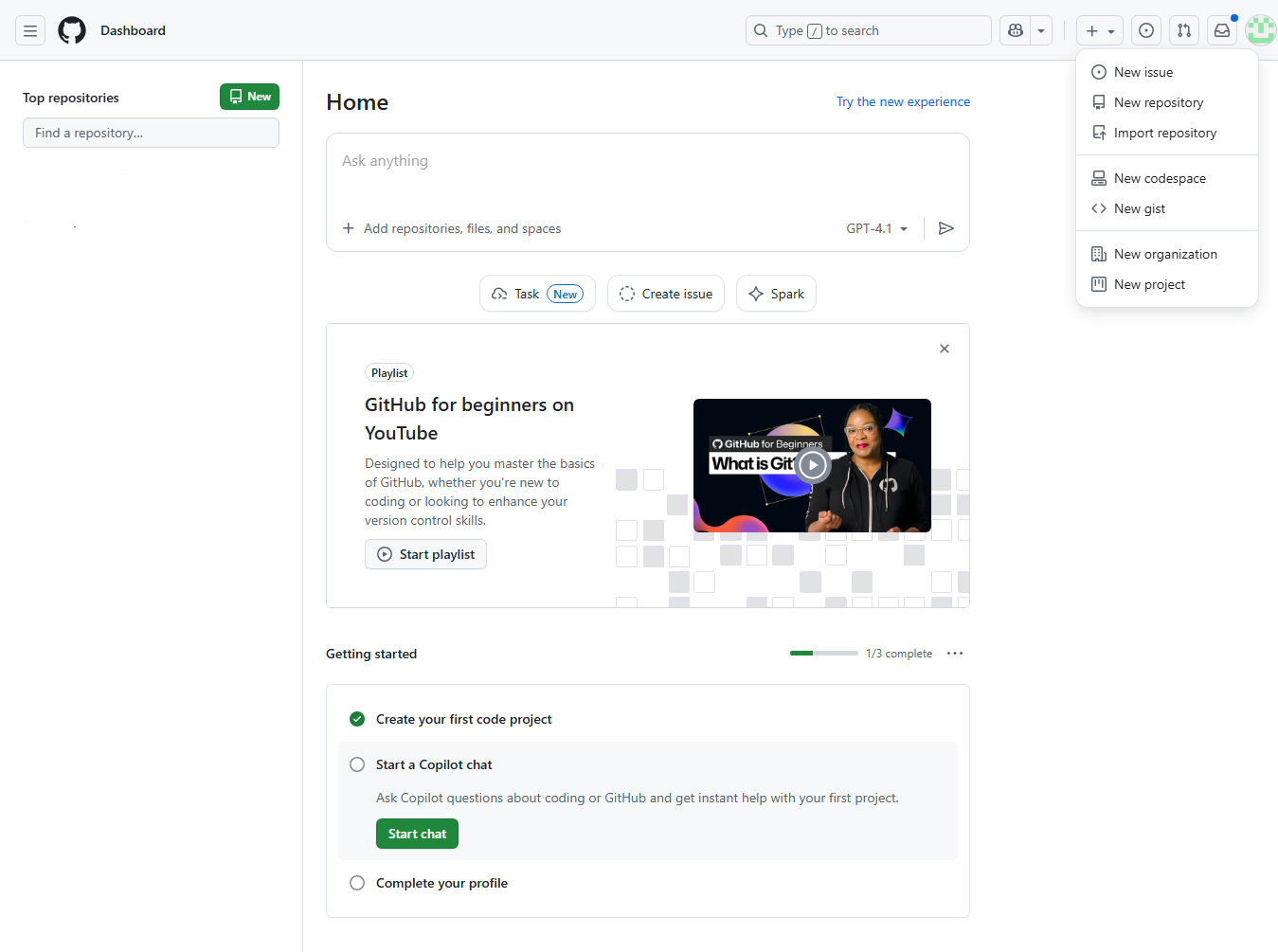 GitHub Create New Repository
