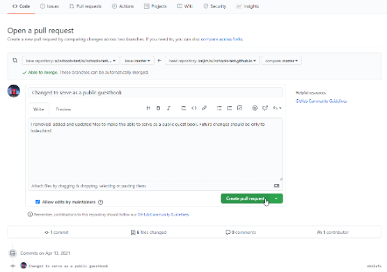 GitHub Fork Create Pull Request Comment