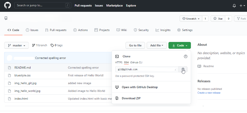 GitHub Get SSH Repository URL