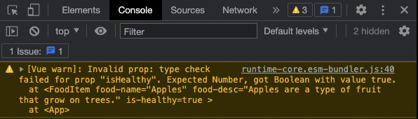Wrong data type prop warning