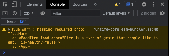 Required prop warning