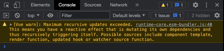 Browser console screenshot after clicking Add/Remove Component 10 times