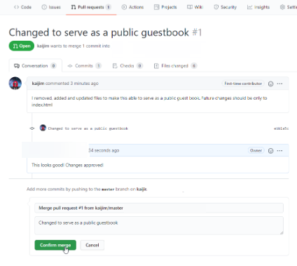 GitHub Pull Request Confirm Merge