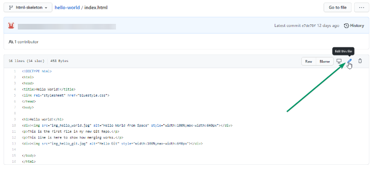 GitHub Edit File in Branch